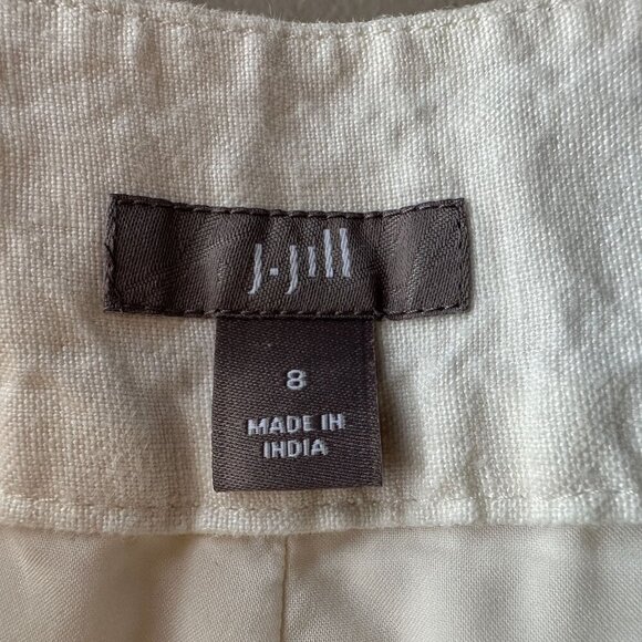J. Jill Linen Ivory Lined Crop  Wide Leg Pants Womens 8 - Picture 7 of 9